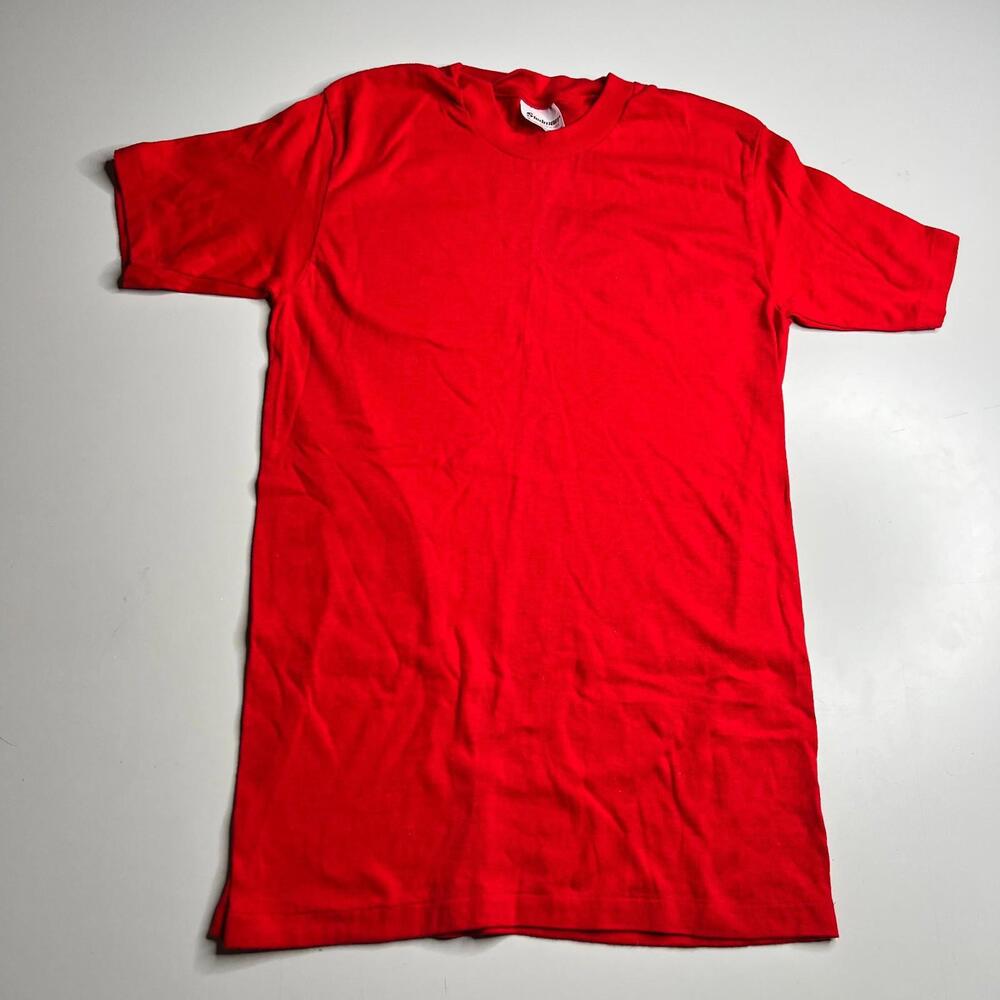 Vintage 1980s Red Blank T-Shirt Made in USA Stedman M 38-40 Single Stitch